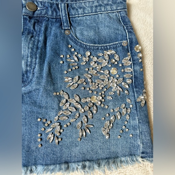 Free People Rhinestone Denim Mini Skirt - Picture 3 of 9